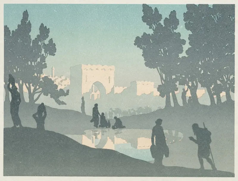 Henri Rivière's 'The Wandering Jew; The Old City' captures a mystical landscape with a solitary figure.