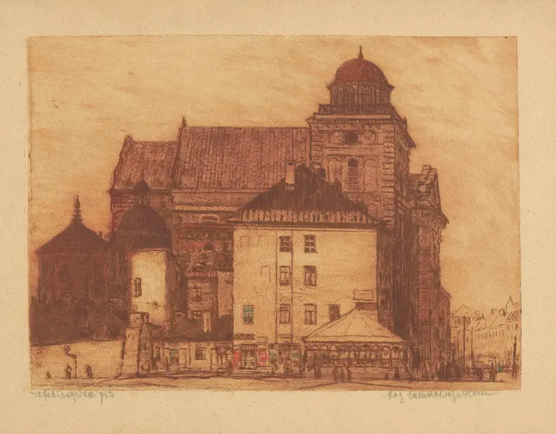 The Corner of the Castle Square, oil on canvas by Feliks Jabłczyński, depicting a lively square with ruins.