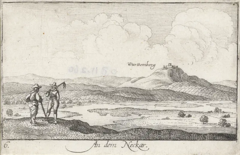 Etching by Wenceslaus Hollar depicting the Neckar river and riverbank
