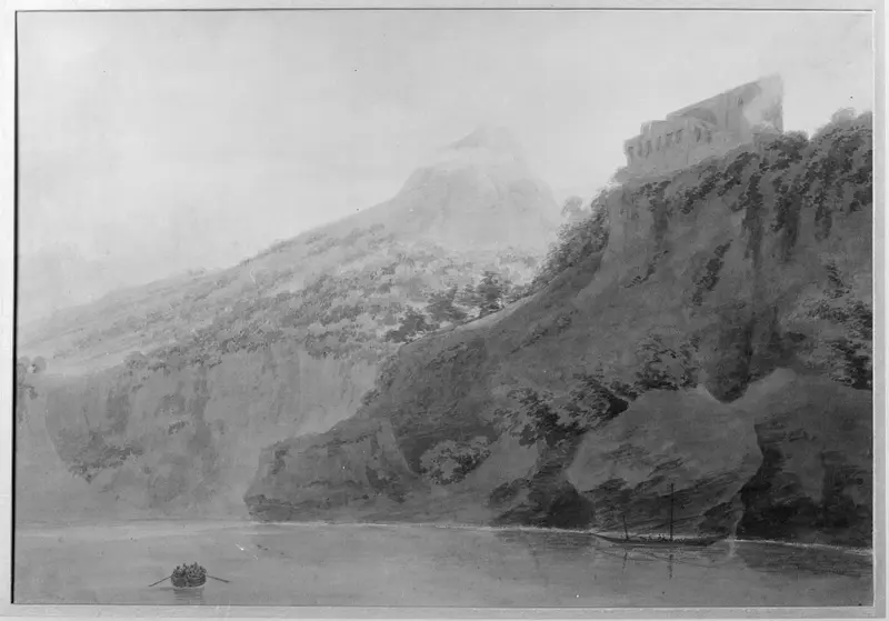 Marine scene of the Gulf of Salerno by John Robert Cozens, oil painting