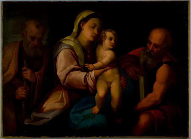 The Holy Family with Saint Jerome, oil on canvas by unidentified artist