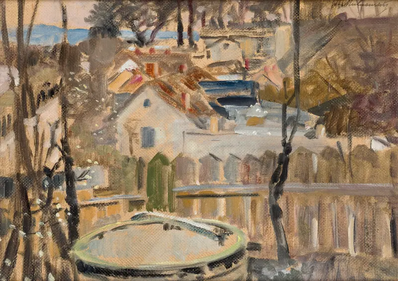 Landscape with a Well by Jacek Malczewski, oil painting depicting a well in a lush natural setting.