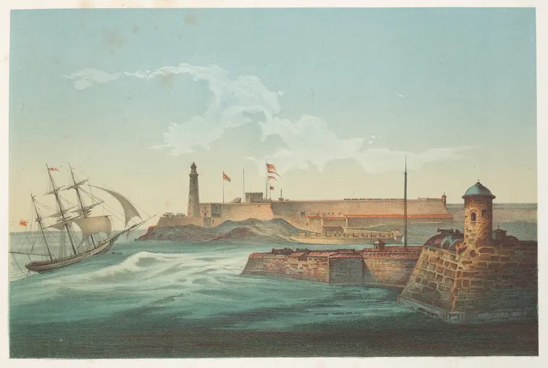 Maritime landscape of Morro y entrada puerto de la Habana by Pierre Toussaint Frédéric Mialhe