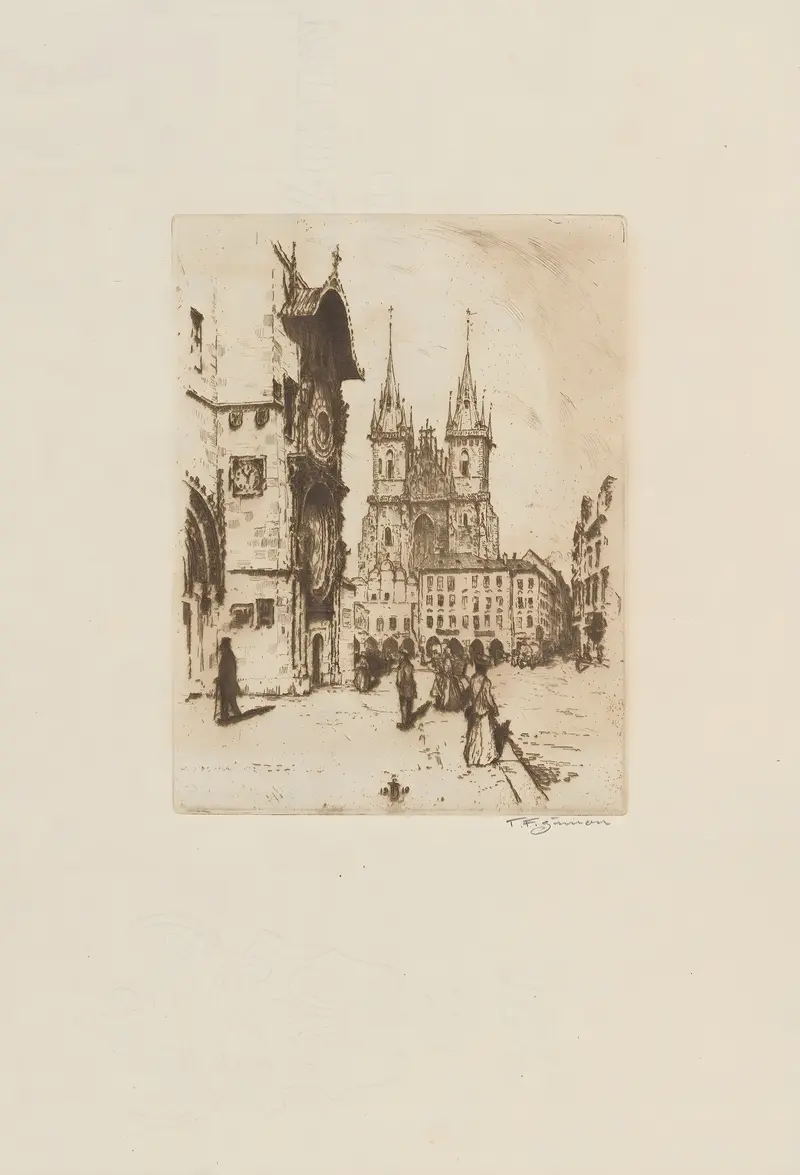 The Old Town City Hall with the Týn Cathedral, oil painting by Tavík František Šimon