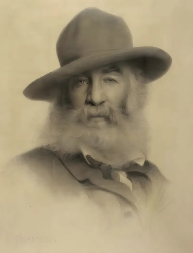 Thomas Wilmer Dewing's 'Walt Whitman' captures the essence of the American poet in a serene setting.