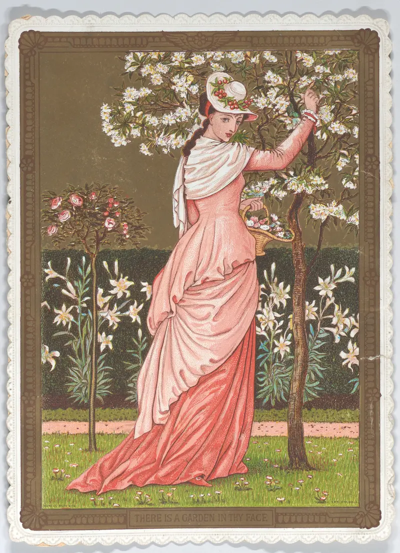 A painting titled 'Valentine' by Walter Crane depicting romantic themes.