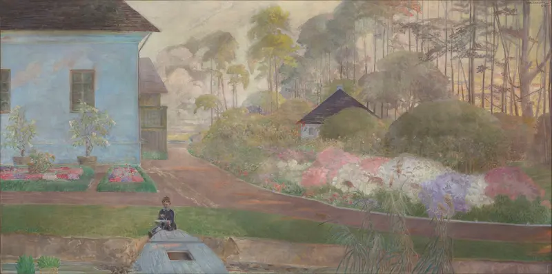 Childhood. Jacek by the Pond at Wielgie, oil painting by Jacek Malczewski