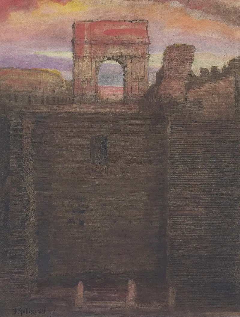 The House of Vestals and the Arch of Titus, oil painting by Feliks Jabłczyński