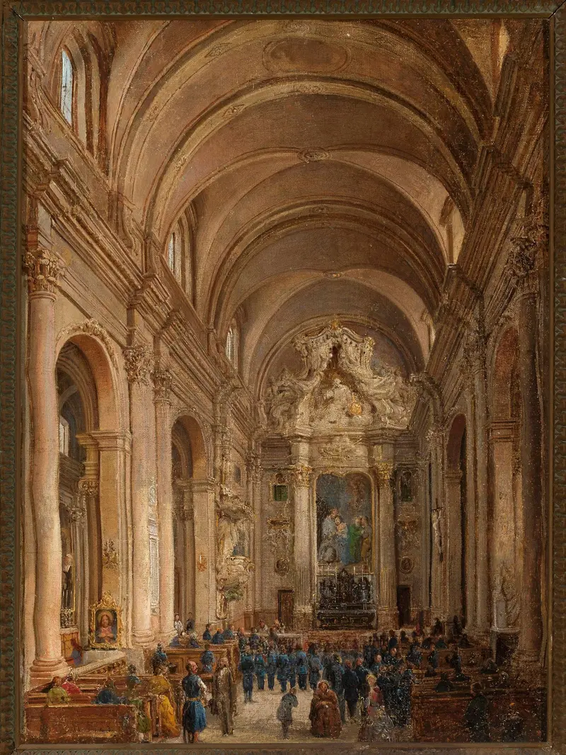 Interior of the Church of the Nuns of the Visitation in Warsaw, oil on canvas by Marcin Zaleski
