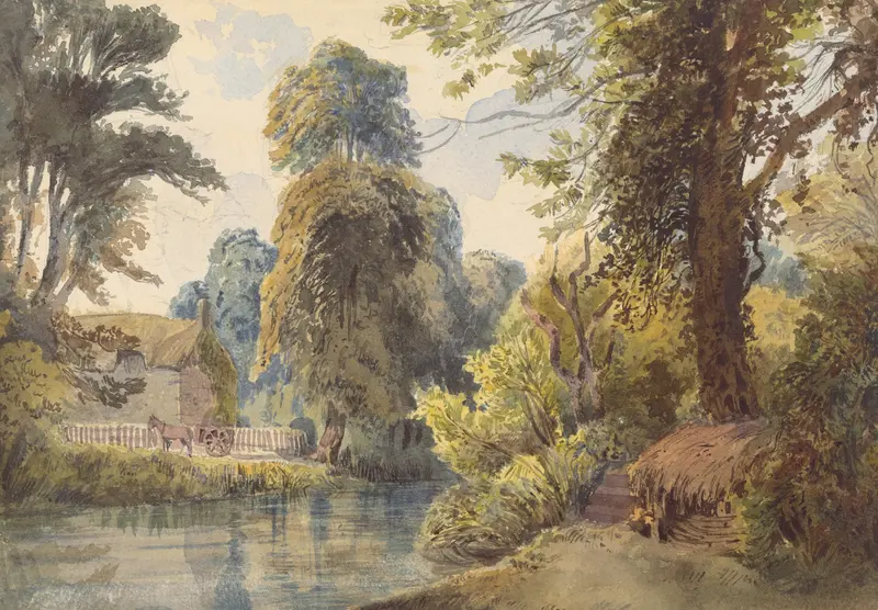 Landscape depicting a pond and sled in a park by Ladislav Mednyánszky, oil painting