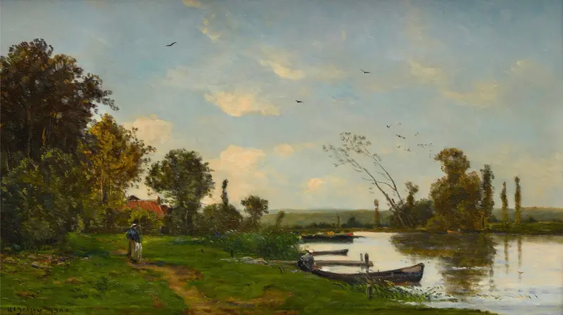 A path along the river, Impressionism by Hippolyte Camille Delpy