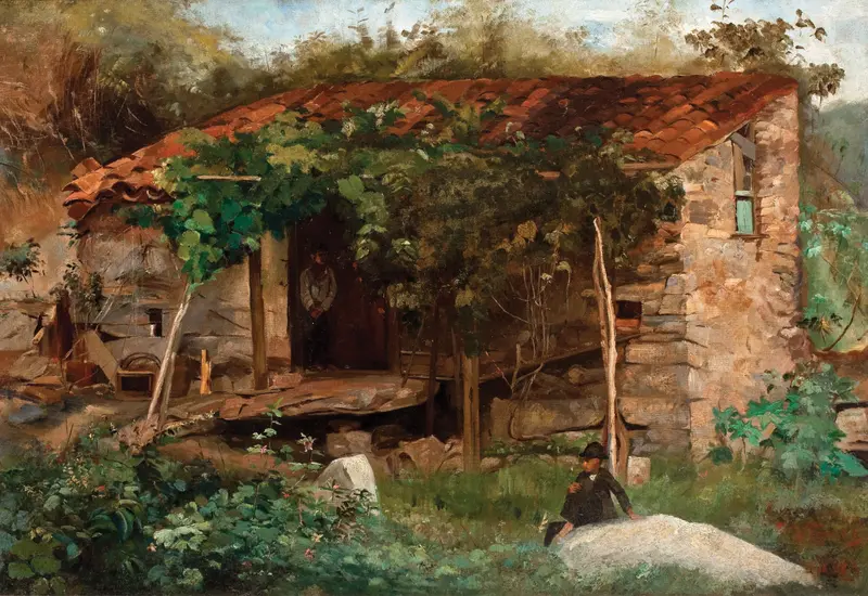Post-Impressionism oil painting by Eliseu Visconti depicting a coastal home
