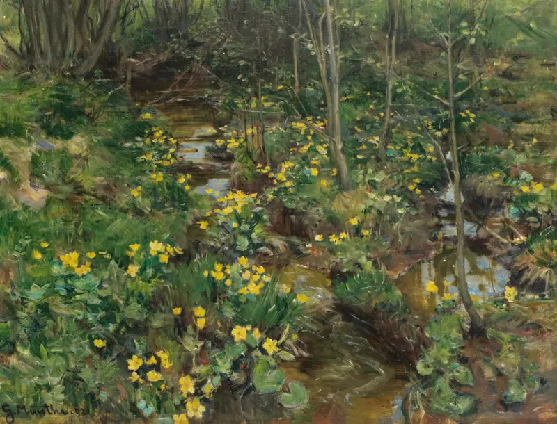 Norwegian Marigolds by Gerhard Munthe, oil painting featuring vibrant marigolds.