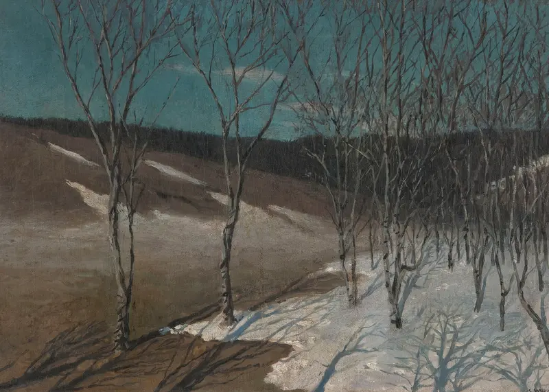 Landscape with soft greens and muted browns by Stanisław Ignacy Witkiewicz.