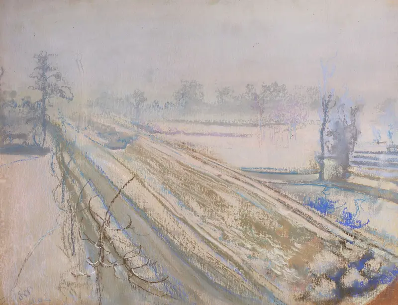 Landscape view from the artist's studio featuring Kościuszko Mound, by Stanisław Wyspiański.