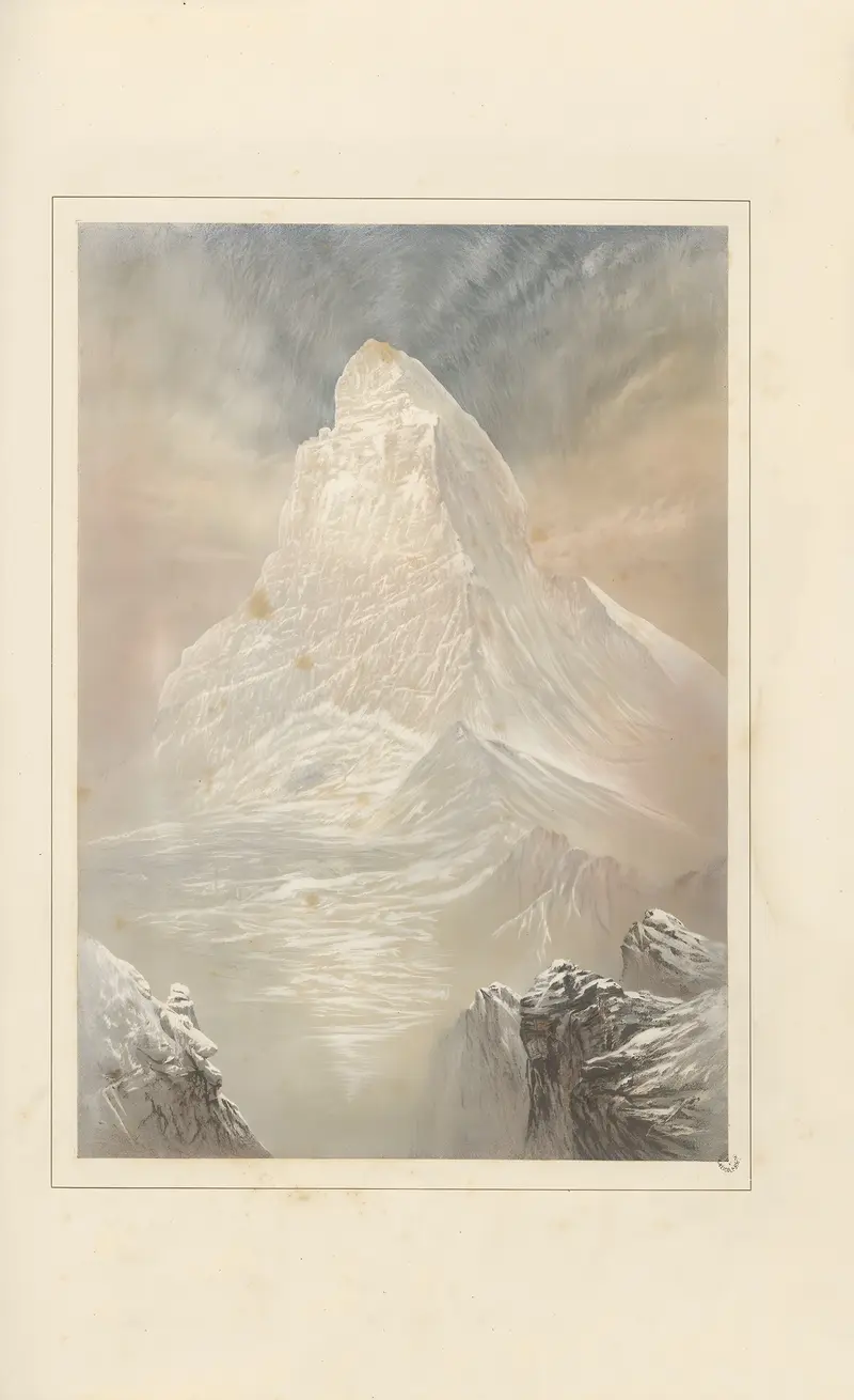 The Matterhorn by Elijah Walton, oil on canvas depicting a mountain at dawn.