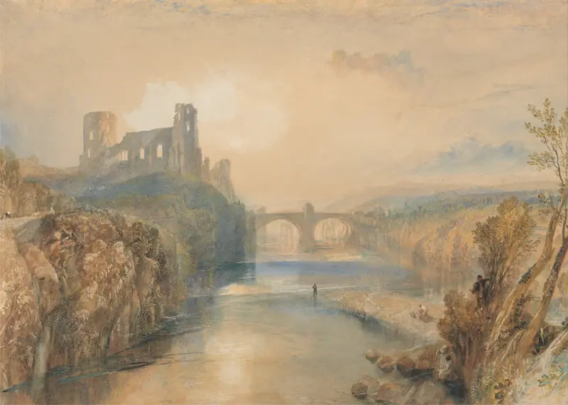 Barnard Castle by Joseph Mallord William Turner, oil painting depicting ruins at sunset