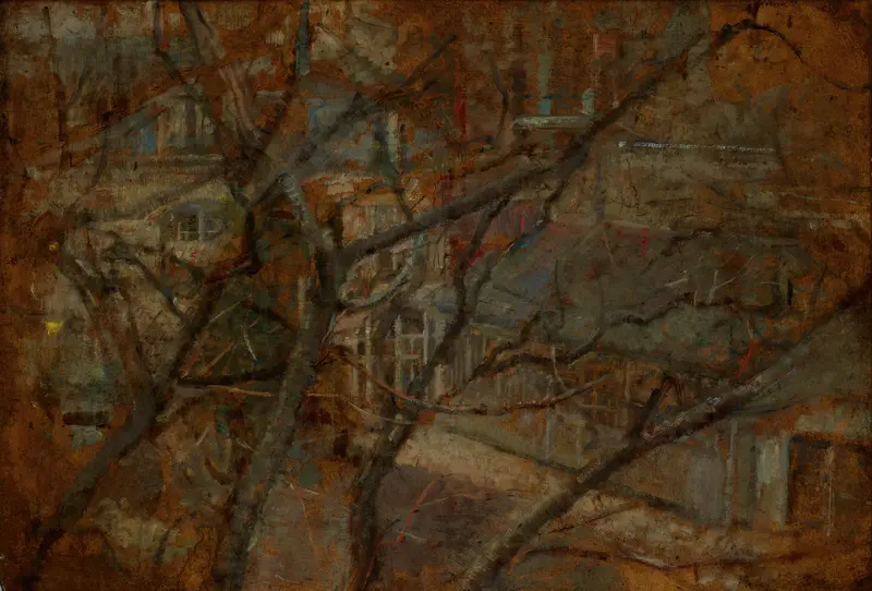 Landscape view from a window, oil painting by Olga Boznanska