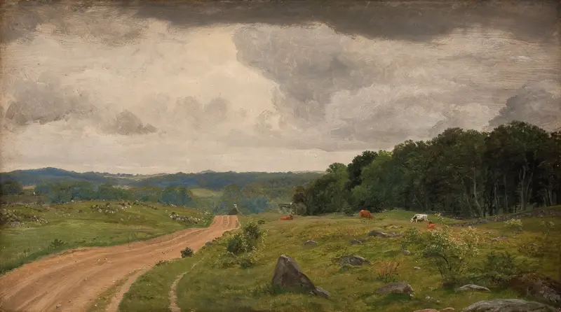 Landscape at Kongens Møller, Sealand, oil on canvas by P. C. Skovgaard