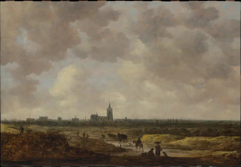 Landscape depicting A View of The Hague from the Northwest, oil painting by Jan van Goyen