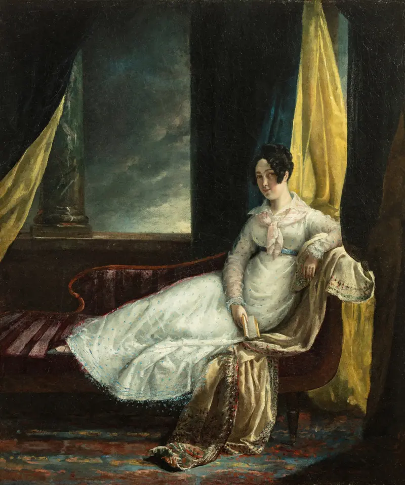 A portrait of Zoë Elmore by Théodore Géricault, capturing her introspective gaze and delicate features.