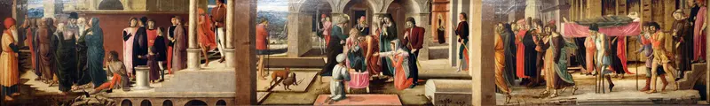 Giovanni Bellini's 'Three Stories of Drusiana and of St John the Evangelist' depicts three miracles in a single panel.