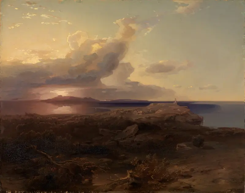 Landscape of Die Insel Ägina mit den Ruinen des Hekatetempels by Carl Rottmann, oil painting