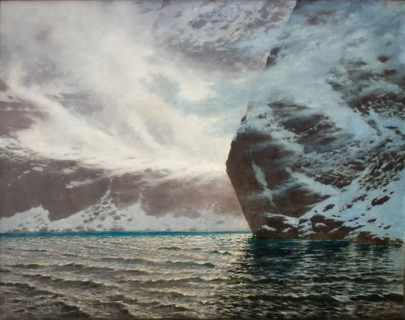 Czarny Staw (The Blake Lake) – Blizzard by Stanisław Witkiewicz, oil on canvas depicting a snowy lake and mountains.