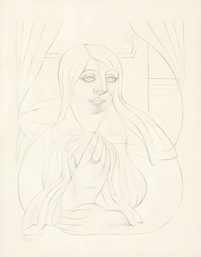 A portrait of a young girl by Juan Gris showcasing Cubist elements.