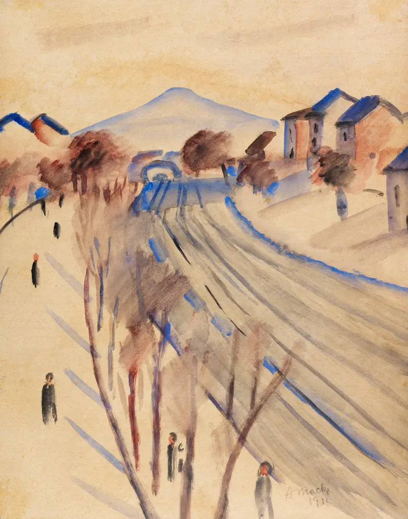 Ölberg mit Bahngleisen II by August Macke, expressionism, landscape, oil painting
