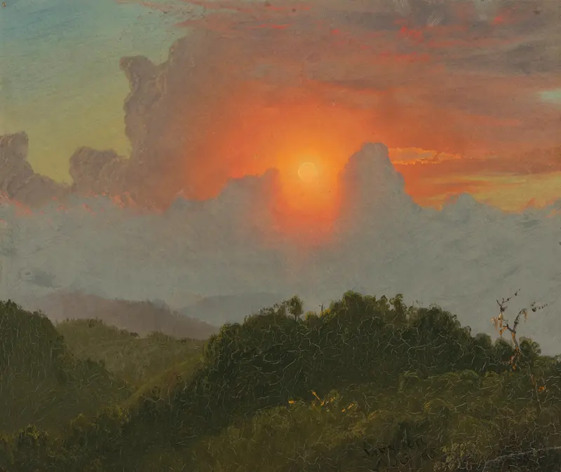Cloudy Skies oil painting by Frederic Edwin Church, featuring a dramatic sky with swirling clouds.