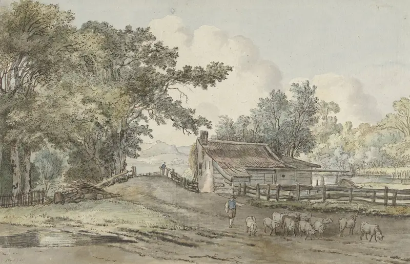 Elswoutshoek te Overveen by Pieter Gerardus van Os, oil on canvas depicting a tranquil pond and lush trees.