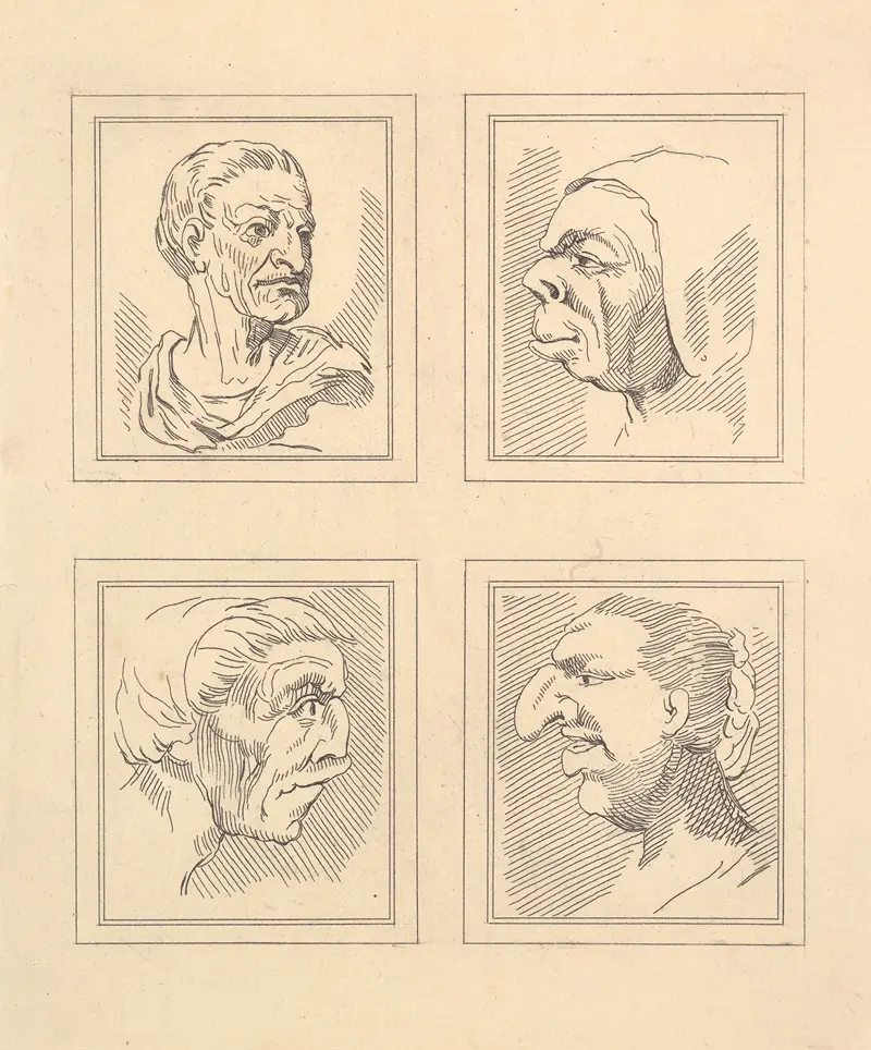 This artwork features caricatures by Wenceslaus Hollar.