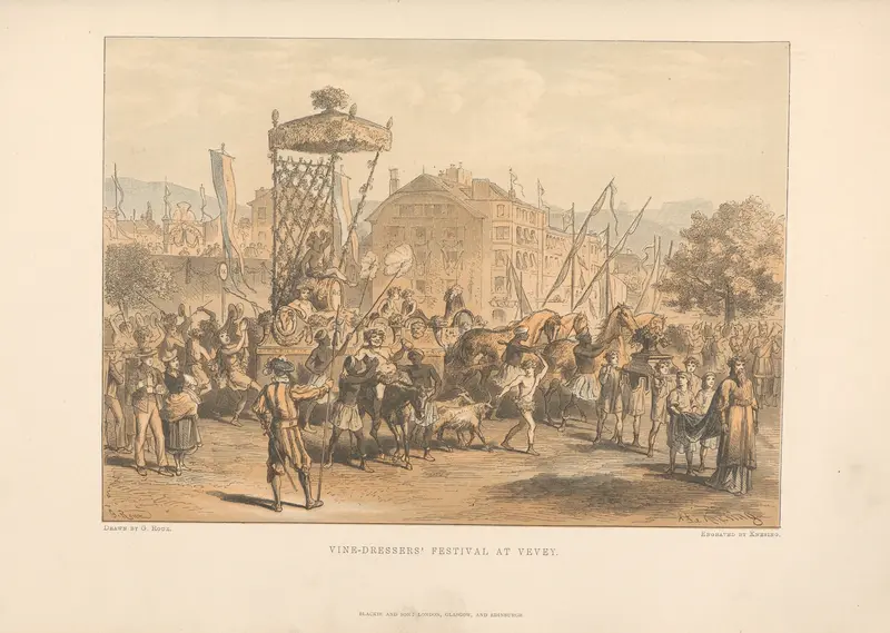 Vine-dressers’ Festival at Vevay by Theodor Gsell Fels, oil painting depicting a joyful celebration.