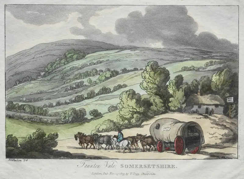 Watercolour by Thomas Rowlandson depicting Taunton Vale, Somersetshire
