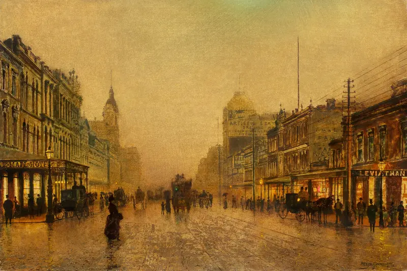 Swanston Street, Melbourne by John Atkinson Grimshaw, Victorian landscape