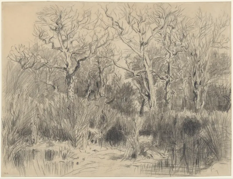 Trees in a thicket, oil on canvas by Théodore Rousseau