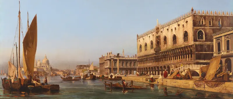 Venice, The Doge’s Palace And The Molo by Ippolito Caffi, oil painting