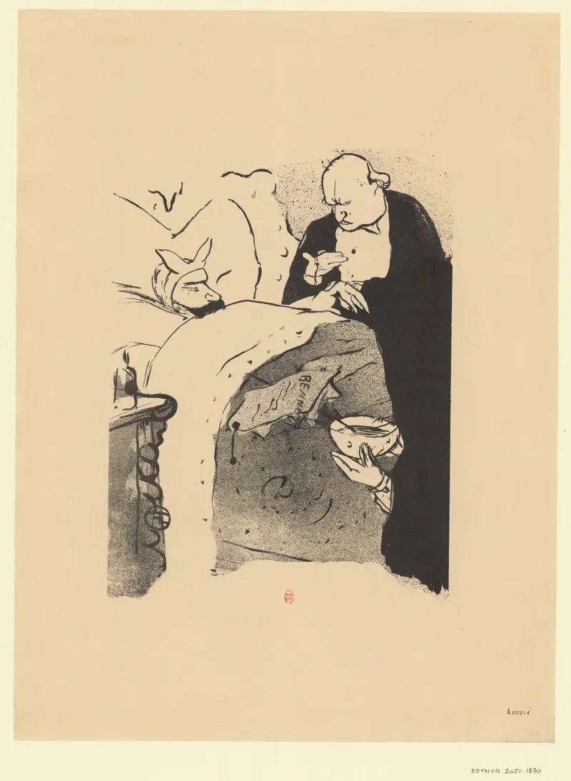 Henri de Toulouse-Lautrec's 'Carnot Is Sick!' captures a moment of concern and care.