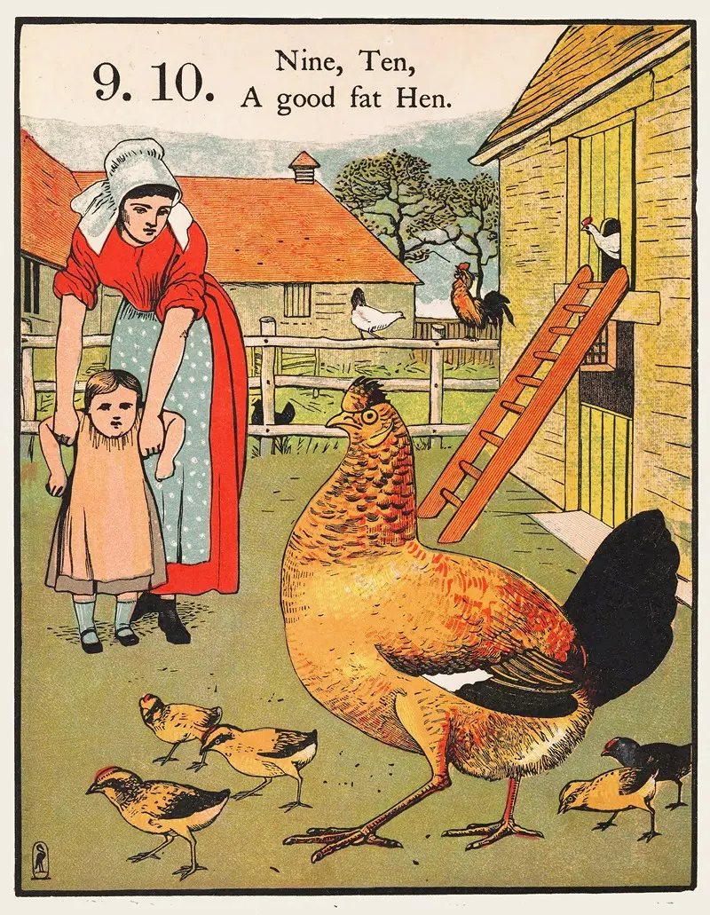 Walter Crane's '1, 2, buckle my shoe Pl 3' is a whimsical illustration featuring playful colors and figures.