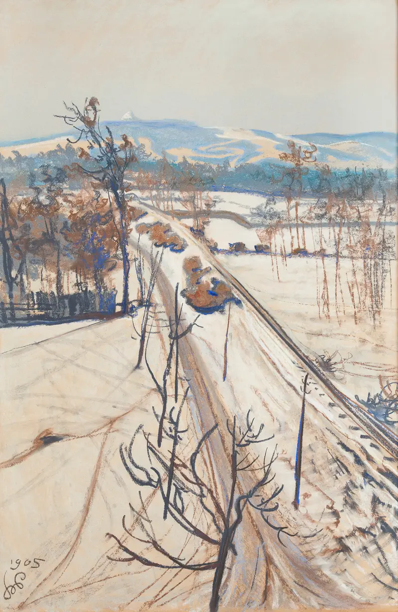 Landscape of Kopiec Kościuszki on a gray day, oil on canvas by Stanisław Wyspiański