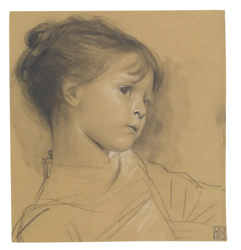 Annerl by Gustav Klimt is a captivating portrait of a young woman adorned in intricate patterns.