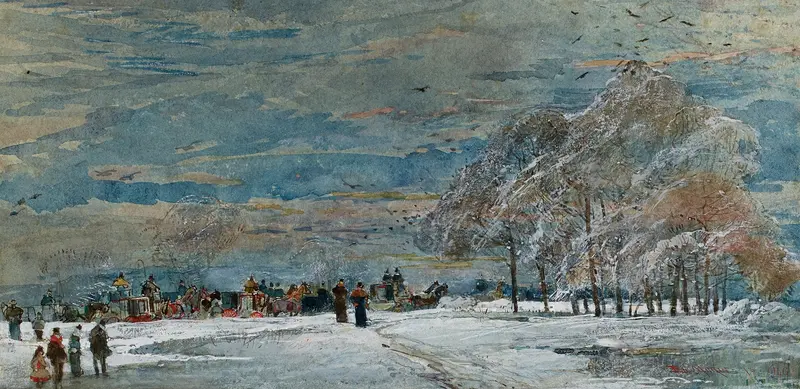Winter landscape with snow and trees, oil on canvas by Edmond Morin
