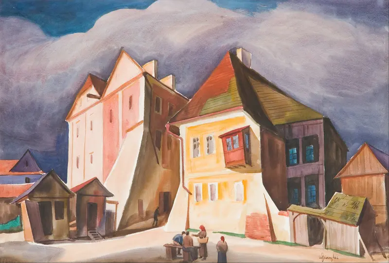 Landscape of Kazimierz nad Wisłą by Władysław Skoczylas, oil on canvas