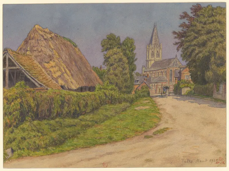 Tôtes by Henri Rivière, Post-Impressionism, depicting a landscape with vibrant hues and interplay of light.