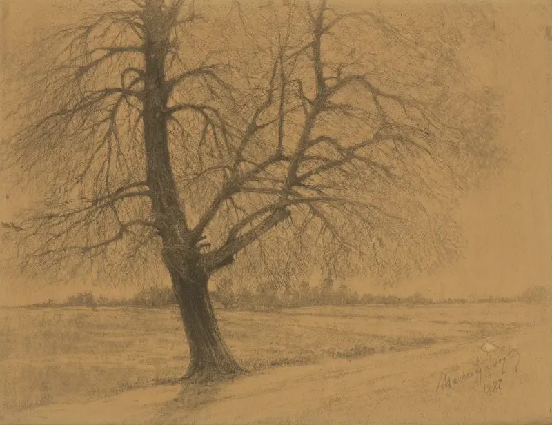 Tree by Ladislav Mednyánszky, Symbolism, depicting a solitary tree in earth tones.