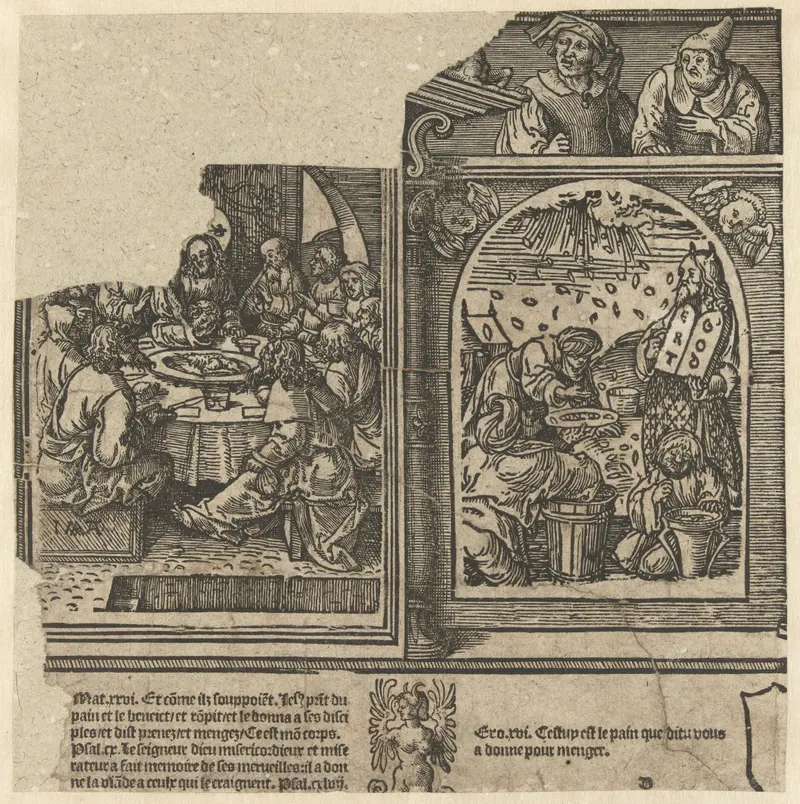 Religious gathering scene, etching by Jacob Cornelisz van Oostsanen