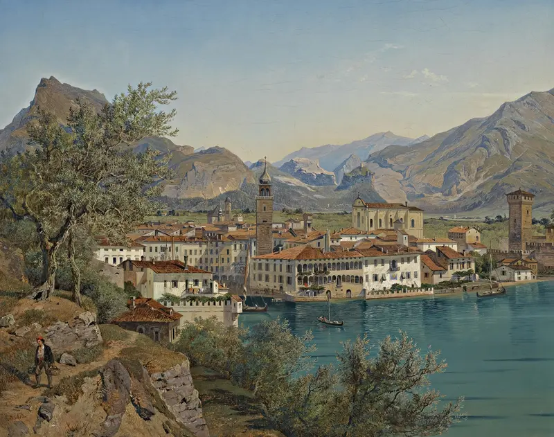 Landscape of Riva on Lake Garda, oil on canvas by Franz Reinhold