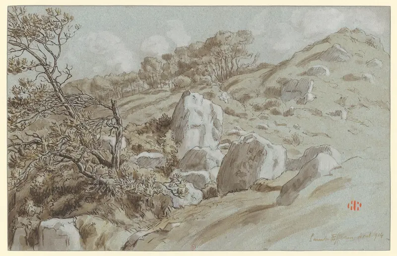 Landscape depicting ocean and sky by Henri Rivière, 1914