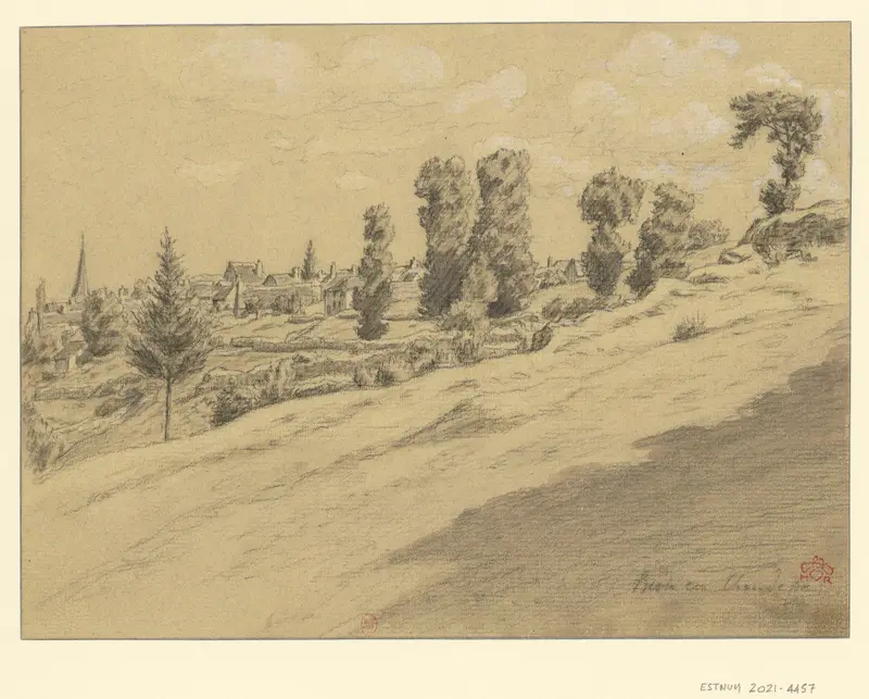 Besse-en-Chandesse lithograph by Henri Rivière depicting a tranquil village scene.